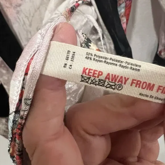 Free People Floral Ladies Who Lounge Printed Kimono Jacket Sz S Missing Belt! - Picture 6 of 9